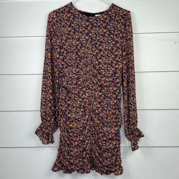 Fate Long Sleeve Ruched Floral Mini Dress Women’s Size Medium - Picture 2 of 13